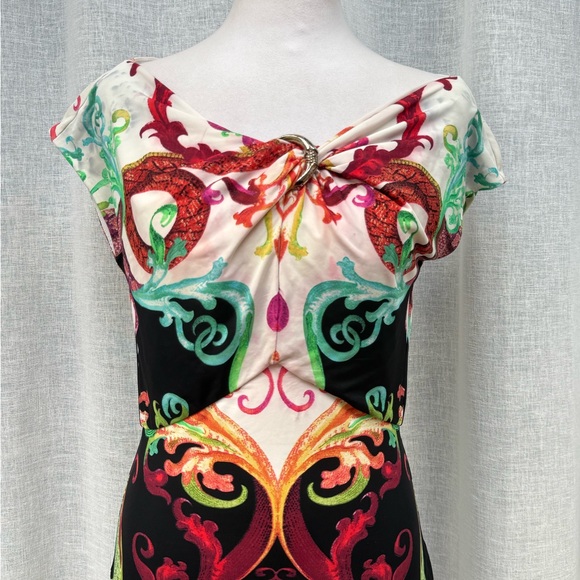 As Is Roberto Cavalli short sleeve stretch sheath dress with clasp - Picture 5 of 15